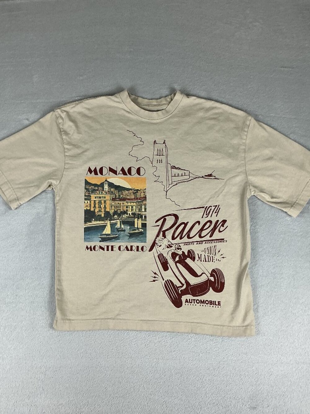 American Garage Men's T-Shirt Size Small Monaco Monte Carlo 1974 Racer.